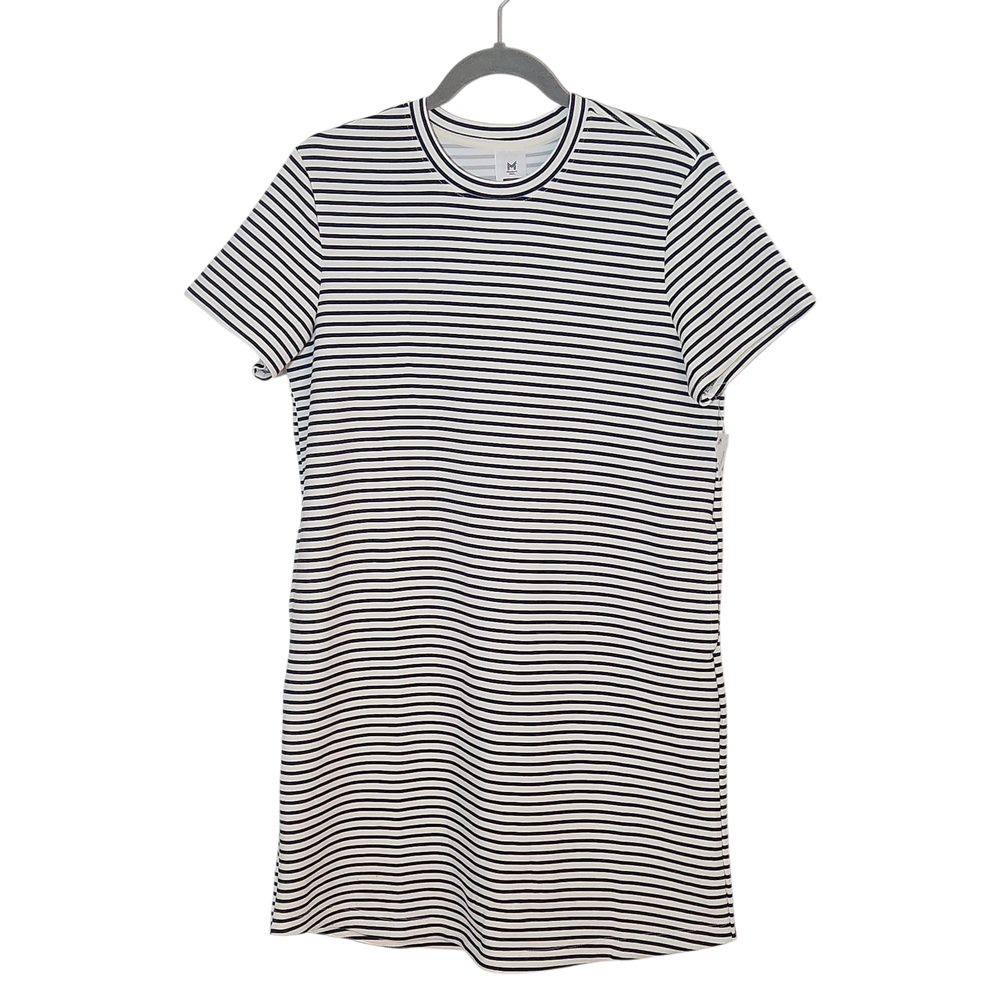 Member’s Mark Black and White Stripe Mini T-Shirt Dress Size Medium NWOT